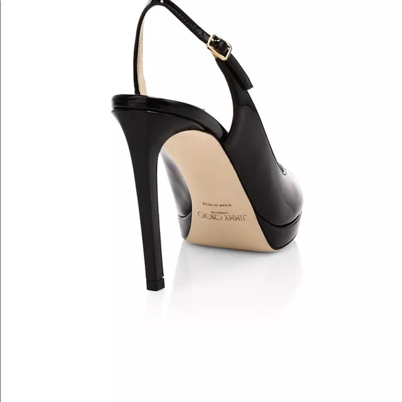 Jimmy Choo Peep-toe Patent Leather Slingback Platform Pumps - Picture 4 of 13